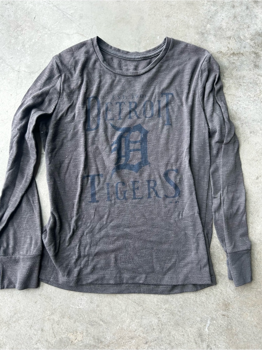 Detroit Tigers Long Sleeve Tee - Charcoal with Navy Text